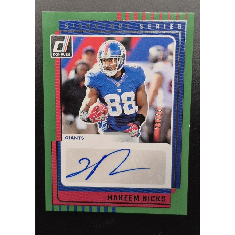 2025 Panini Donruss Hakeem Nicks #SS-32 Signature Series Green /25 (AU) Giants